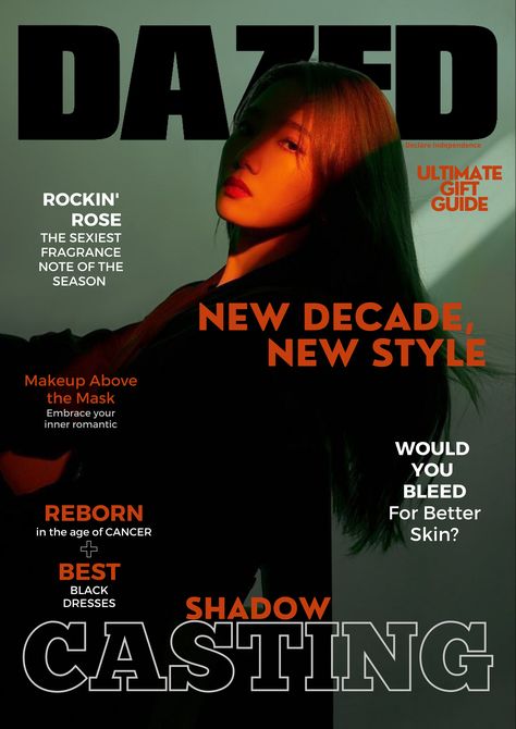 Dazed Cover Magazine, Cover Magazine Aesthetic, Fashion Magazine Cover Illustration, Dark Magazine Cover, Dazed Magazine Aesthetic, Magazine Style Poster, Cover Fashion Magazine, Magazine Layout Design Cover Ideas, Illustrative Magazine Cover