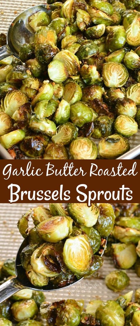 Roasted Brussels Sprouts are fast and easy to prepare for a fresh green addition to your dinner. These Brussels sprouts are coated with a simple garlic butter and roasted in the oven. Cooking Fresh Brussel Sprouts, How To Prepare Fresh Brussel Sprouts, Baked Brussels Sprouts Oven, Honey Roasted Brussel Sprouts Oven, Frozen Brussel Sprout Recipes Ovens, Roasted Green Beans And Brussel Sprouts, Low Sodium Brussel Sprouts Recipe, Cooking Brussel Sprouts In Oven, Garlic Butter Brussel Sprouts