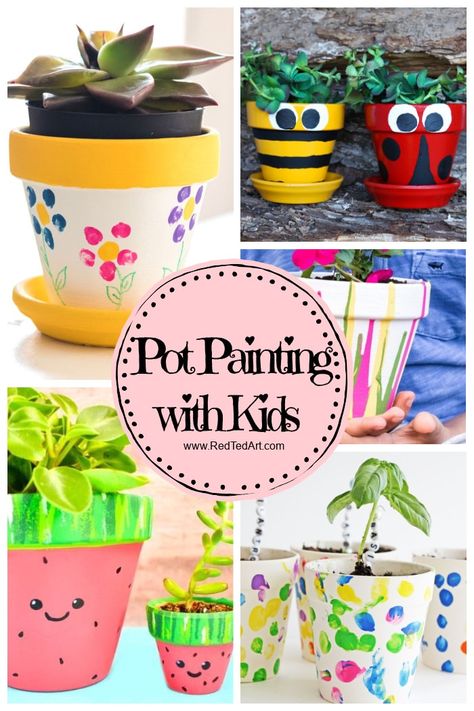 Pot Painting Ideas For Kids, Easy Garden Crafts, Flower Pot Painting Ideas, How To Paint Plastic, Flower Pot Painting, Pot Painting Ideas, Mothers Day Flower Pot, Personalized Flower Pot, Painting Ideas For Kids