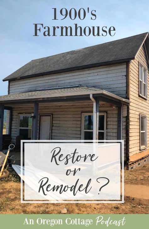 In this episode we discuss our goals with our farmhouse fixer - to restore or remodel - and what we've found so far that has surprised us. Siding plants and zucchini recipes round out the show - come and join us! #podcasts #podcasting #farmhouse #farmhousefixer #oldhouses #anoregoncottage Addition To Old Farmhouse, Restore Old Farmhouse, Historic Farmhouse Renovation, Remodel Old Farmhouse, Old Farmhouse Restoration, Farmhouse Restoration Before And After, Renovating Old Farmhouse, 1900 Farmhouse Exterior, 1900 Farmhouse Renovation