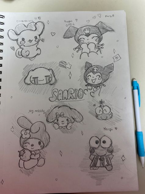 Sanrio Drawing, Disturbing Art, Some Drawings, Cute Easy Doodles, Gothic Girl, Kitty Drawing, Hello Kitty Drawing, Easy Doodle Art, Easy Doodles Drawings