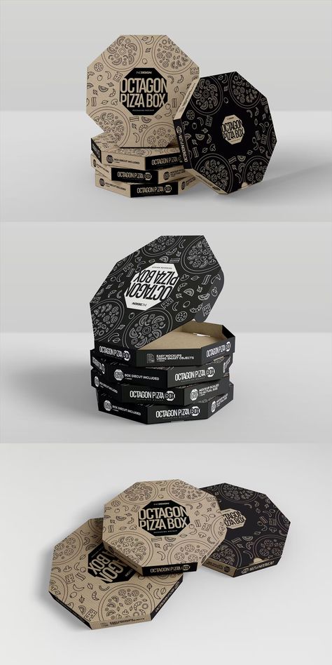 Packaging Mockup Octagon Pizza Box Pizza Packaging Design Creative, Pizza Packing Design Ideas, Innovative Pizza Packaging, Pizza Box Design Ideas, Pizza Box Packaging Design, Pizza Package Design, Pizza Packaging Ideas, Pizza Box Design Creative, Homeless Architecture