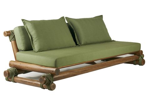 Bamboo Daybed, Living Room Accent Pieces, Bamboo Furniture Diy, Bamboo Furniture Design, Bamboo Diy, Bamboo Sofa, Handmade Sofa, Bamboo House Design, Sofa For Living Room