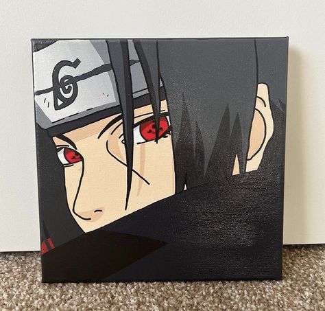 Itachi Uchiha Painting Easy, Itachi Uchiha Canvas Painting, Naruto Painting Ideas On Canvas Easy, Anime Easy Painting Ideas, Itachi Art Draw, Naruto Canvas Painting Easy, Itachi Canvas Painting, Naruto Painting Easy, Painting Ideas On Canvas Anime