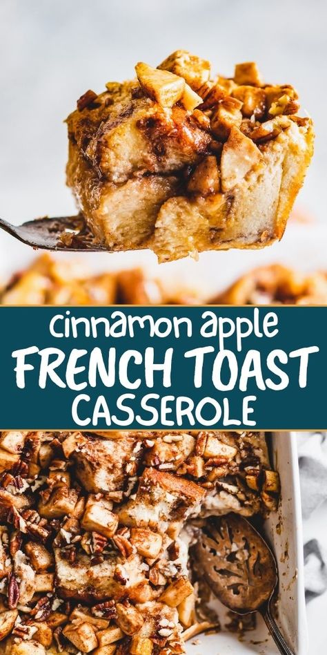 This toasty Apple French Toast Casserole is packed with sweet Fall flavors and is the ultimate breakfast treat, made with buttery brioche, creamy custard, and crispy apples. Perfect for serving a crowd! Apple Breakfast Casserole, Apple Cinnamon French Toast, Apple French Toast Bake, Breakfast Casserole French Toast, Apple French Toast Casserole, Cinnamon French Toast Bake, Apple French Toast, French Toast Breakfast, Easy Brunch Recipes