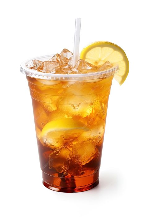 Premium Photo | Iced lemon tea on plastic takeaway glass isolated on white background Ice Lemon Tea, Ice Photography, Cold Coffee Recipes, Buka Puasa, Shake N Bake, Lemon Drink, Coffee World, Thai Tea, Coffee Photos