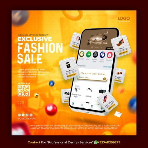 Shopping Design Poster, Follow Us Design Social Media, Mobile App Ads Social Media, 11 11 Sale Design, Online Shopping Social Media Design, Flash Sale Graphic Design, Online Shopping Poster Design, Delivery Instagram Post, Shopping Social Media Design