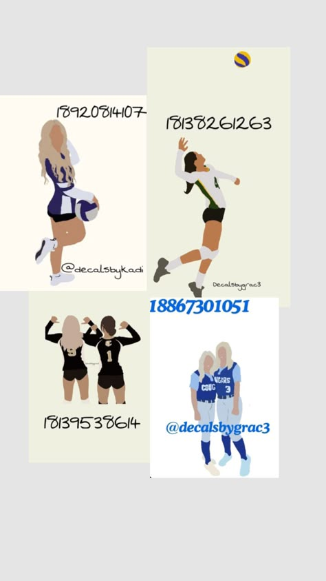 Volleyball Bloxburg Roblox decals Volleyball Bloxburg, Black Family Cartoon, Baby Decals, Volleyball Wallpaper, Bloxburg Decals Codes Aesthetic, Cute Family Pictures, Preppy Decal, Roblox Decals, Pic Code