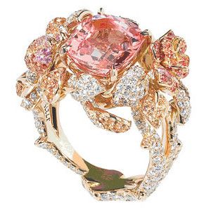 Dior PRECIEUSES ROSE RING - Christian Dior - Polyvore Rose Cinderella, Cinderella Ring, Pink Ring, English Garden, Pink Diamond, High Jewelry, Pink Sapphire, Luxury Jewelry, Gold Vermeil