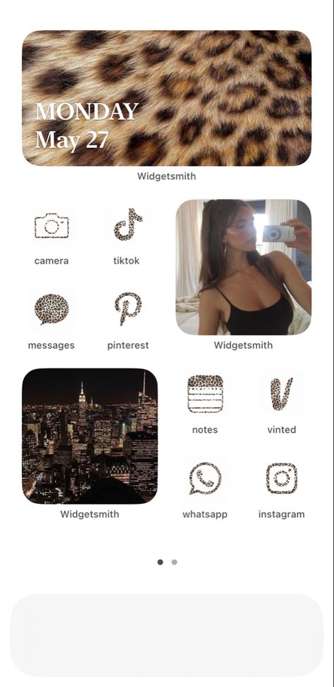 home screen ios 14 leopard print aesthetic madison beer Idea For Lockscreen, Classy Homescreen Layout, Iphone App Covers Aesthetic, Leopard Print Homescreen, Leopard Home Screen, Ios Phone Ideas, Leopard Print Wallpaper Aesthetic, Aesthetic Wigitsmith, Fall Home Screen Wallpaper Aesthetic