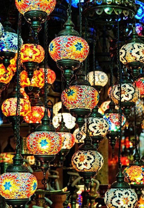 Mosaic Lamps, Istanbul Travel Guide, Glass Lanterns, Moroccan Lantern, Turkish Lamps, Istanbul Travel, White Mosaic, Mosaic Lamp, Grand Bazaar