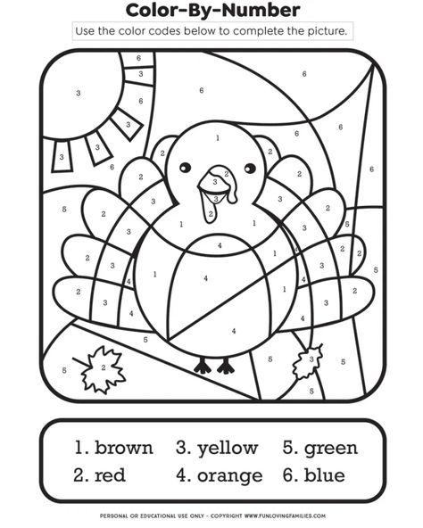 Kids will love completing this adorable Thanksgiving color-by-number activity. They can use the color codes or make their own! This is a free printable that you can download and print at home or for the classroom. #thanksgiving #coloringpages Thanksgiving Daycare, Free Thanksgiving Coloring Pages, Prek Crafts, Thanksgiving Lessons, Thanksgiving Kindergarten, Thanksgiving Worksheets, Thanksgiving School, Color By Number Printable, Free Thanksgiving Printables