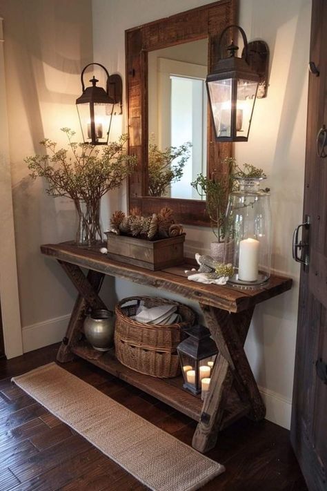 Entryway Table Decor Ideas, Barn Hacks, Entry Table Decor, Entryway Table Decor, Table Decor Ideas, Home Entrance Decor, Entryway Table, Decoration Inspiration, Dream House Interior