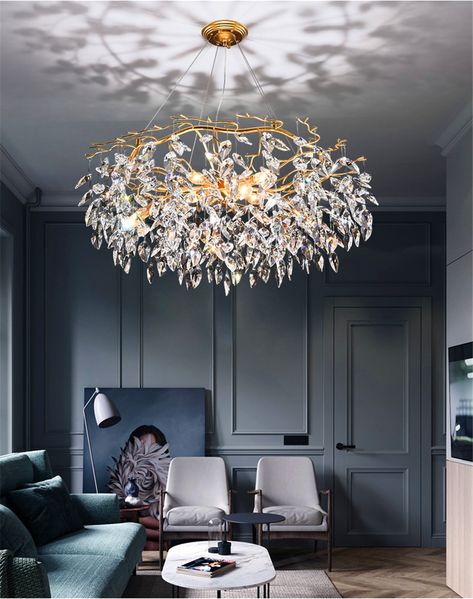 Nordic Luxury Gold Crystal Chandelier Lighting Modern Large Lustre Hanging Lamp for Living Room Hotel Hall Art Decor Lighting|Chandeliers| - AliExpress Modern Branch Chandelier, Crystal Chandelier Bedroom, Modern Led Lighting, Led Crystal Chandelier, Bedroom Pendant, Branch Chandelier, Crystal Chandelier Lighting, Luxury Chandelier, Chandelier Bedroom