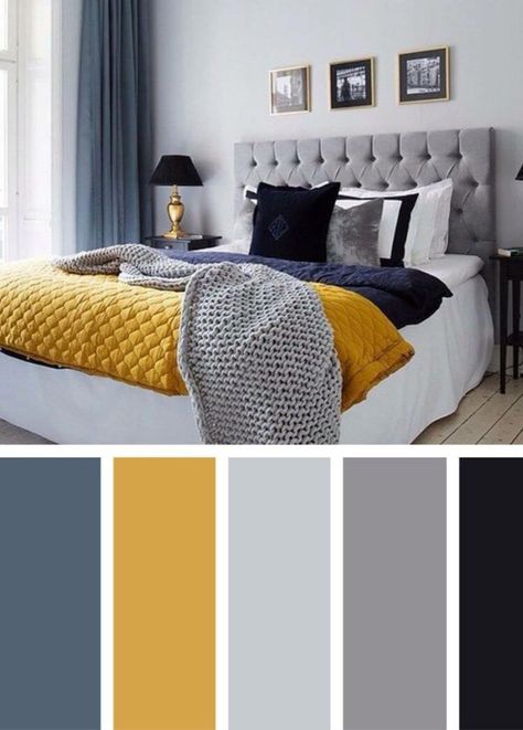 Blue, mustard, greys, Black....bedroom colours? Colorful Bedroom Design, Teenage Room Decor, Beautiful Bedroom Colors, Best Bedroom Colors, Gorgeous Bedrooms, Room Color Schemes, Bedroom Color Schemes, Architectural Drawing, Bedroom Paint Colors