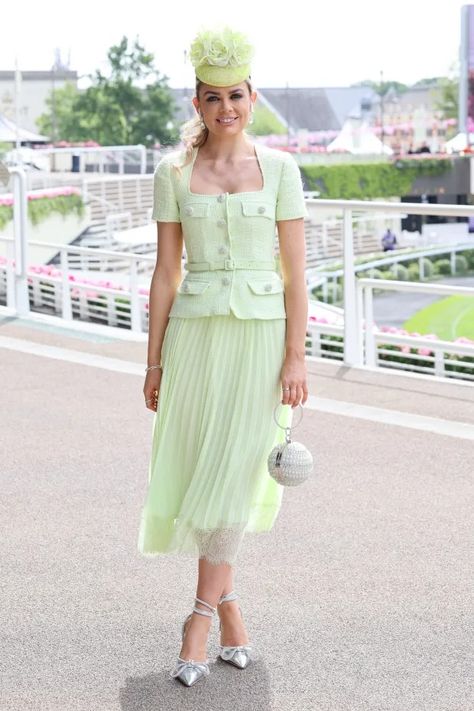 Royal Ascot guests impress in jaw-dropping dresses and daring hats as drinks flow on Day Four of racing | The Sun Horse Race Outfit, Ascot Fashion, Royal Ascot Fashion, Ascot Dresses, Race Outfit, Royal Ascot Hats, Strawberry Dress, Ascot Hats, Guest Attire