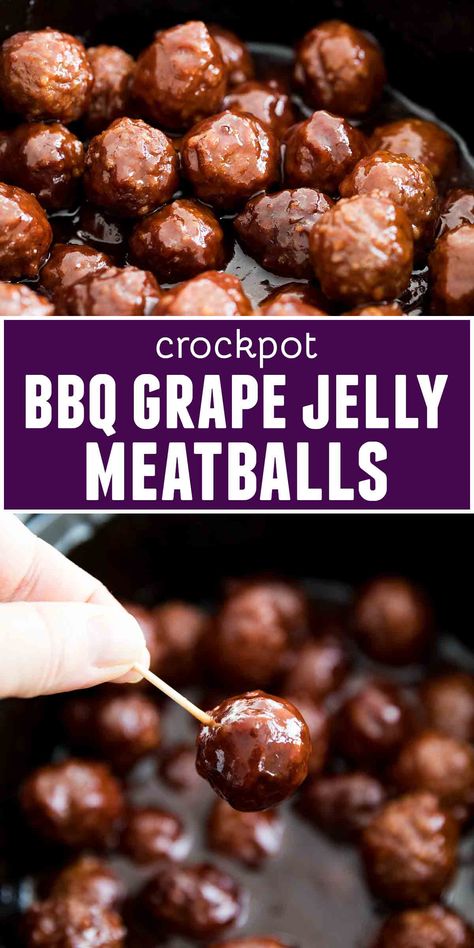 Appetizer Crockpot, Bbq Grape Jelly Meatballs, Jelly Meatballs, Grape Jelly Meatballs, Crockpot Appetizers, Appetizer Meatballs, Crock Pot Meatballs, Grape Jelly, Crockpot Recipes Slow Cooker