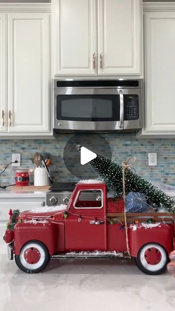 Laura Jeanne on Instagram: "I love these vintage trucks from Amazon!  I had so much fun decorating one for Halloween, I just had to do it again for Christmas. 🌲 ❄️ The miniature wreath, lights and presents were purchased at Michael’s ❤️❤️#christmas #christmasdecorations #christmasgiftideas #fypシ゚ #foryoupagereels" Red Truck Decor, Christmas Red Truck, Do It Again, Christmas Truck, Vintage Truck, Vintage Trucks, Red Truck, Santa Christmas, Christmas Home