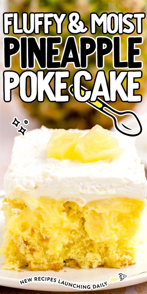 Pineapple Poke Cake Pina Colada Poke Cake Recipe, Pineapple Poke Cake, Cake Poke, Heel Cupcakes, Pineapple Tidbits, Coconut Poke Cakes, Hawaiian Poke, Poke Cake Lemon, Pineapple Cake Recipe