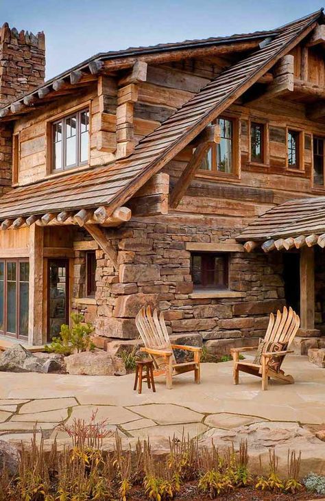 Alpine Custom Log Home | 12 Real Log Cabin Homes - Take A Virtual Tour on Homesteading! Old Log Cabin, Log Cabin Living, Cabin Living, Log Cabin Homes, Bella Vista, Exterior Stone, Cabins And Cottages, A Log, Cabin Life