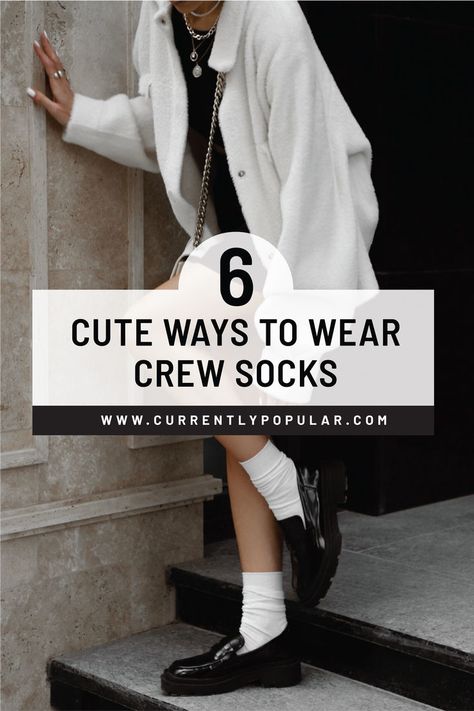 Check out 6 cute ways to style crew socks and elevate your everyday outfits! From jeans to skirts, these versatile socks add a pop of fun and comfort. Featuring my hand-designed collection with cute prints, seamless toes, and extra cushioning, these socks are perfect for every mood and look. Get ready to see how these cute crew socks can be your new style BFF! How To Wear Socks With Sneakers, Shoes With Socks Outfit, Crew Socks With Sneakers, Socks With Sneakers Outfit, Slouch Socks Outfit, Leggings With Socks, Outfits With Socks, Ankle Socks Outfit, Cute Socks Outfit