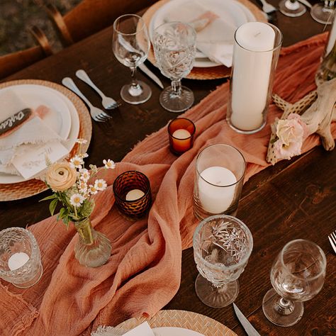 Simply Elegant Rustic Wedding Table Runner Cheesecloth Table | Etsy Moroccan Tablescape, Rustic Wedding Table Runners, Elegant Rustic Wedding, Rusting Wedding, Wedding Table Runner, Rustic Napkins, Aisle Runners, Romantic Table, Events Decor