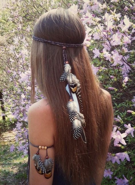 Boho Feather Headband, Bride Hair Piece, Bohemian Headband, Hippie Headbands, Hair Bracelet, Boho Mode, Halloween Accessories Hair, Headpiece Hairstyles, Feather Headdress