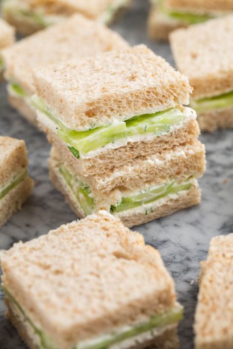 Mini Cucumber Sandwiches, Cucumber Tea Sandwiches Recipes, Cucumber Cream Cheese Sandwiches, Tea Party Sandwiches Recipes, Cucumber Sandwiches Recipes, Cucumber Tea, Cream Cheese Sandwiches, Cucumber Tea Sandwiches, Tea Party Sandwiches