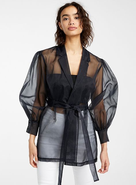 Organza Kimono, Organza Coat, Organza Outfit, Organza Fashion, Organza Tops, Organza Jacket, Mode Mantel, Summer Luxury, Sheer Jacket