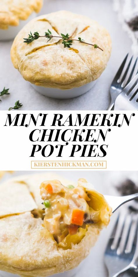 Pot Pie Ramekins, Recipes For Ramekins Dinners, Mini Chicken Pot Pies In Ramekins, Mini Casserole Recipes, Easy Ramiken Desserts, Desserts For Ramekins, Mini Ramiken Recipes, Mini Cocette Recipes Dinner, Recipes Using Ramekins