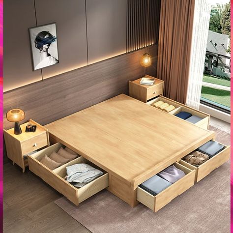 Bed without head, bed frame without backrest, floor hard board bed, floor low bed, step on solid wood tatami bed box - AliExpress Head Bed, Low Bed Frame, Tatami Bed, Bed Box, Wood Furniture Plans, Bed Stand, Bed Floor, Low Bed, Bed Frame With Storage