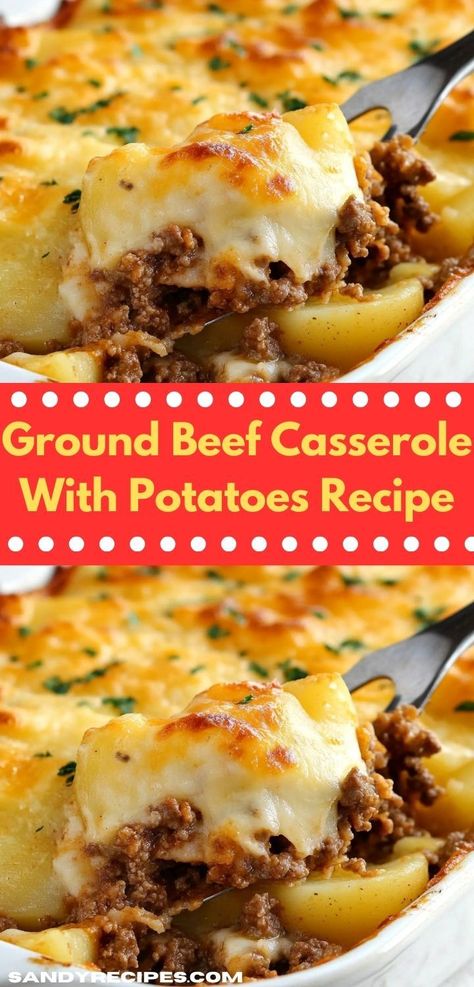 Need a quick dinner idea that satisfies all appetites? Discover this Ground Beef Casserole with Potatoes, a delicious blend of flavors that’s ready in no time. It’s the ultimate solution for busy households! Casserole With Potatoes, Yummy Casserole Recipes, Ground Beef And Potatoes, Beef And Potatoes, Ground Beef Casserole, Beef Casserole, Easy Casserole Recipes, Potatoes Recipe, Beef Dinner