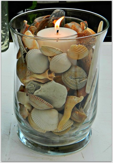 I made this for my deck with leftover seashells :) | Basteln mit muscheln, Deko muscheln, Sommerdeko Deco Marine, Seashell Projects, Shell Crafts Diy, Sea Shell Decor, Shell Decor, Seashell Art, Beach Crafts, Seashell Crafts, Popsicle Sticks