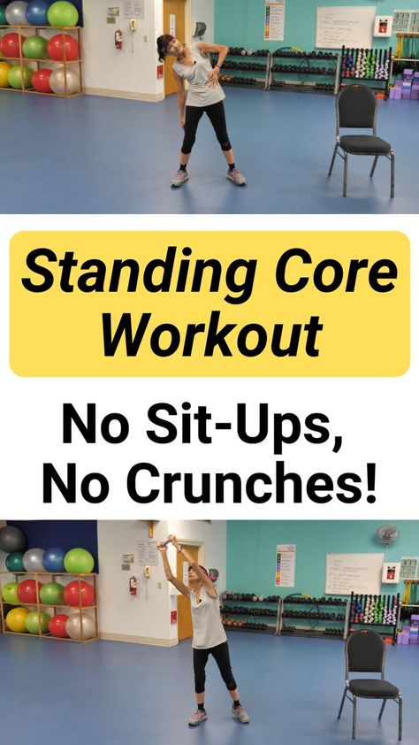 Standing Core Stabilization, Core Excersises, Standing Core Workout, Sit Workout, Standing Ab Workout, Fitness With Cindy, Standing Exercises, Obese Workout, Improved Health