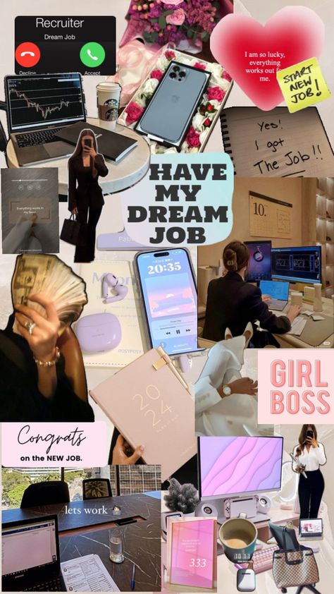 #manifesting #newjob #goodlife Vision Board Themes, Vision Board Success, Career Affirmations, Health Relationships, My Dream Job, Manifesting Vision Board, I Got The Job, Vision Board Examples, Money Vision Board