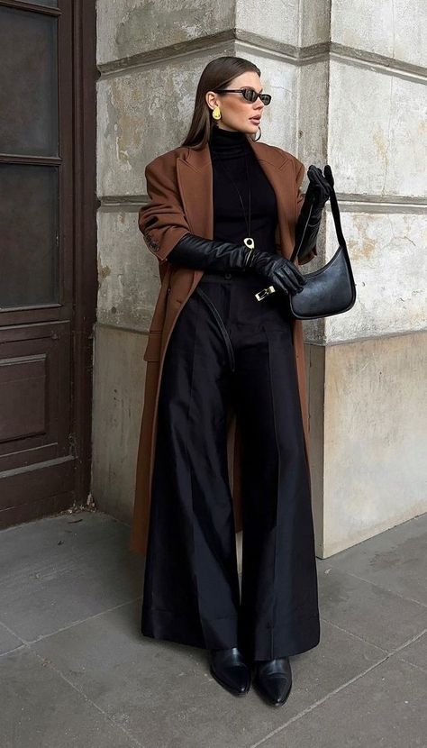 Mode Style Anglais, Winter Dinner Outfit, Winter Fashion Outfits Casual, Stylish Work Outfits, Dinner Outfits, Brown Coat, Looks Chic, Autumn Outfit, Style Mistakes