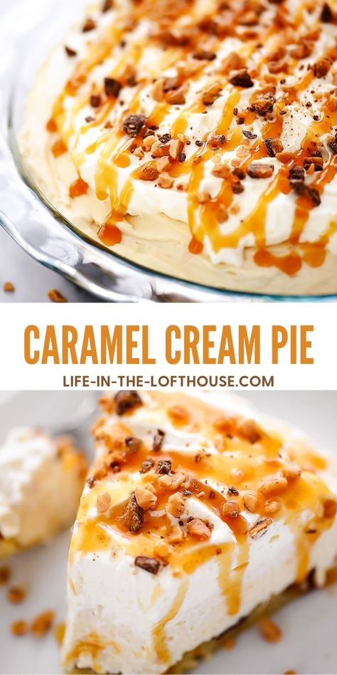 Cream Cheese And Caramel, Caramel Cream Pie, Caramel Pie Recipe, Bourbon Bread, Cool Whip Pies, Vanilla Pie, Thanksgiving Pie Recipes, Caramel Pie, Creamy Pie