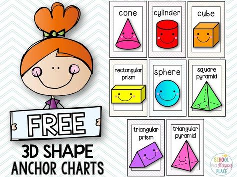 3d Shape Anchor Chart, Shape Anchor Chart, Kindergarten Geometry, 3d Shapes Activities, Kindergarten Anchor Charts, Shapes Kindergarten, 2d And 3d Shapes, Prek Math, Shapes Preschool