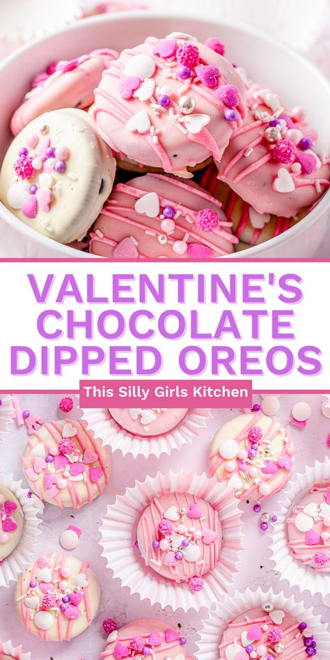 Valentine's chocolate dipped oreos are the perfect treat for Valentine's day that's coming up fast. Oreos are dipped in a delicious melted white chocolate then topped off with an adorable array of sprinkles. These oreos are the perfect snack and treat to give to that special someone for this Valentine's Day. These oreos are amazingly easy to make and the perfect treat to gift someone else. Find out how to make these oreos today! Valentine's Chocolate, Melted White Chocolate, No Bake Oreo Cheesecake, Oreo Flavors, Chocolate Dipped Oreos, Dipped Oreos, Oreo Truffles, Chocolate Candy Melts, Valentine Chocolate