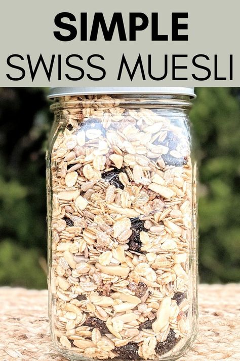 Are you looking for a quick and easy breakfast option? This Healthy Swiss Muesli recipe has you covered! Filled with wholesome whole grains and naturally sweetened with dried fruit, this muesli is perfect to have on hand for busy mornings! #breakfast #muesli #vegetarian #vegan Museli Oatmeal Recipe, Musli Recipe, Swiss Muesli Recipe, Swiss Breakfast Traditional, Muesli Homemade, Diy Muesli, Overnight Muesli Recipe, Muesli Recipe Breakfast, Homemade Muesli Recipe Healthy