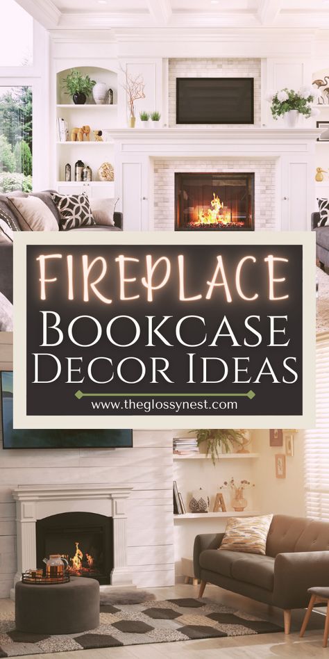 decorating fireplace built-ins Fireplace Wall With Bookcases, Bookshelves Near Fireplace, Book Shelves Beside Fireplace, Shallow Built In Shelves Around Fireplace, Cabinets And Shelves Next To Fireplace, Fireplace With Ikea Bookshelves, Bookcase On Either Side Of Fireplace, Christmas Decor Ideas For Built Ins, Fireplace Shelves Ideas