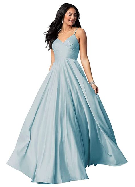 Light Blue Prom Dress Long, Lavender Prom Dress Long, Satin Prom Dress Long, Gown With Pockets, Prom Dresses Long Blue, Lavender Prom Dresses, Satin Prom Dresses, Light Blue Prom Dress, One Shoulder Prom Dress