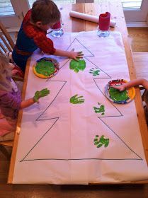 Preschool Holiday Decorations, Evergreen Crafts For Preschool, Christmas Tree Activity For Kids, Holiday Art Projects For Toddlers, Open Ended Christmas Crafts, Preschool Art Activities Christmas, Preschool Christmas Arts And Crafts, Handprint Tree Christmas, Green Crafts For Preschoolers