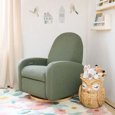 Modern Glider Chair, Green Rocking Chair, Green Baby Nursery, Nursery Glider Chair, Nursery Recliner, Modern Nursery Furniture, Nursery Rocker, Nursery Glider, Rocking Chair Nursery