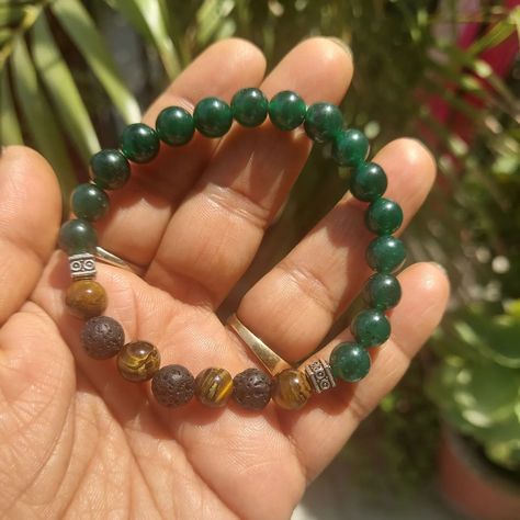 Customised Semi precious Bracelet done for our Customer. Rare combination of Green Jade , Tiger's Eye and Lava Beads. Thanks for Supporting 😍 DM 98182 33346 Follow for more. #semipreciousstones #semiprecious #stonestuds💓 #greenjade #tigerseye #lavabeads #customerappreciation #customisable #jewellery_by_pearlsandcharms #jewellerymakersofinstagram #jewelleryonline Customisable Jewellery, Lava Beads, Customer Appreciation, Lava Bead, Stone Studs, Green Jade, Tiger's Eye, Jewelry Maker, Jade Green