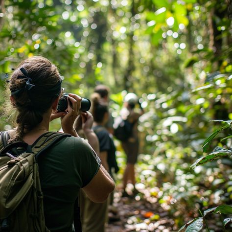 Jungle Photography Adventure: A group of explorers capture the lush beauty of the jungle with their cameras during a hike. #jungle #photography #adventure #explorers #hikers #cameras #lush #beauty #aiart #aiphoto #stockcake https://ayr.app/l/bnph Jungle Explorer Aesthetic, Jungle Explorer, Jungle Photography, Jungle Adventure, Old Couples, Adventure Photos, Treasure Hunt, Family Vacation, Trekking