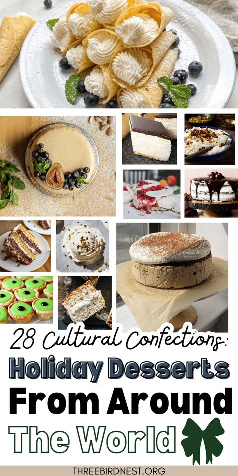 Cultural Confections: 28 Holiday Desserts from Around the World - This Little Nest If you want to make this holiday season special why not add some cultural spice to the cuisine by adding a unique ethnic dessert from another country? We have 28 ethnic desserts from France, Germany, Russia, Mexico, and more. Pick your Christmas dessert masterpiece today.  Ethnic holiday desserts, Mexican holiday desserts, Russian holiday desserts, French holiday desserts, German holiday desserts, German Christmas Christmas Recipes From Around The World, Christmas Desserts From Around The World, International Christmas Desserts, Russian Dessert Recipes, Desserts From Around The World, European Desserts, German Christmas Desserts, Unique Holiday Desserts, Traditional Christmas Food