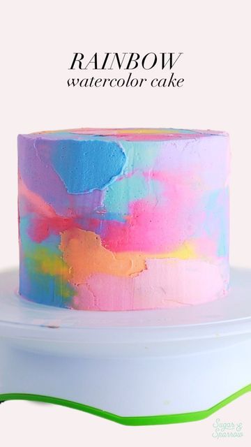 Easy Colorful Cake Decorating, Multicolor Birthday Cake, Multi Colored Buttercream Frosting, Cake With Color Smears, Confetti Cake Roll, Colourful Buttercream Cake, Colorful Layer Cake, Good Vibes Cake Ideas, Bright Color Cake Ideas