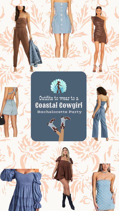 Coastal Cowgirl bachelorette party cute style ideas: flowy maxi dress, boho top with denim shorts, beachfront ranch fashion, rustic meets coastal chic, playful prints and natural textures, beach-themed outfits, stylish accessories for the ultimate bachelorette bash. Coastal Cowgirl Bachelorette Outfits, Ranch Party Outfit, Coastal Cowgirl Bachelorette Party, Cowgirl Bachelorette Party Outfits, Cowboy Bachelorette, Coastal Cowgirl Bachelorette, Cowgirl Bachelorette Party, Ultimate Bachelorette Party, Bachelorette Beach