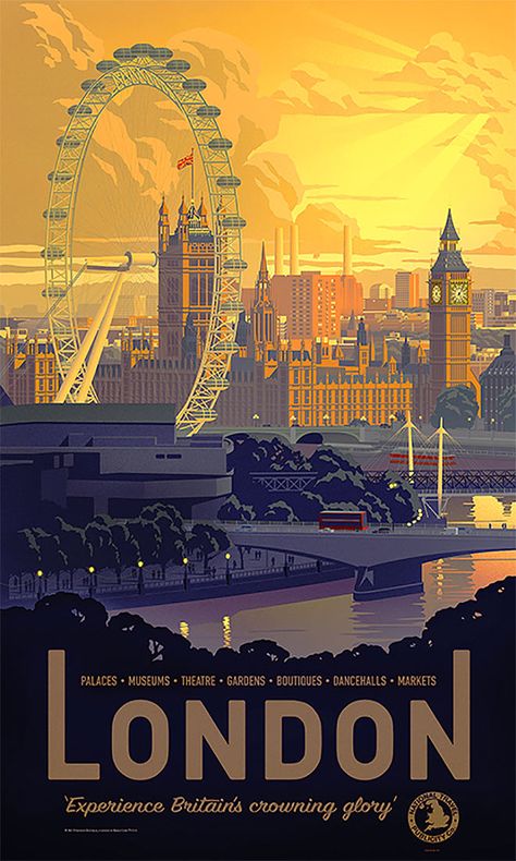 London by James Northfield  #vintage Art Deco Travel Posters, The London, Big Ben, Travel Posters, Retro Style, Art Deco, London, Travel, Art